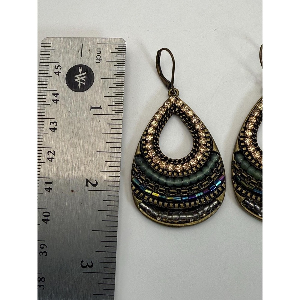 Boho Beaded Teardrop Dangle Earrings – Colorful Statement Jewelry - Picture 3 of 7